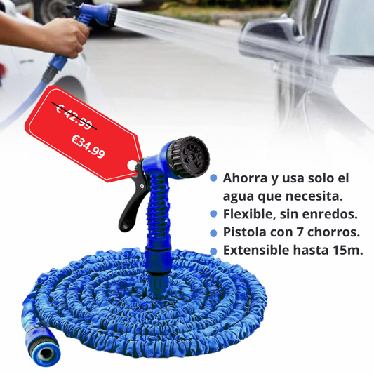 Manguera de jardín flexible de 15 M AquaFlex