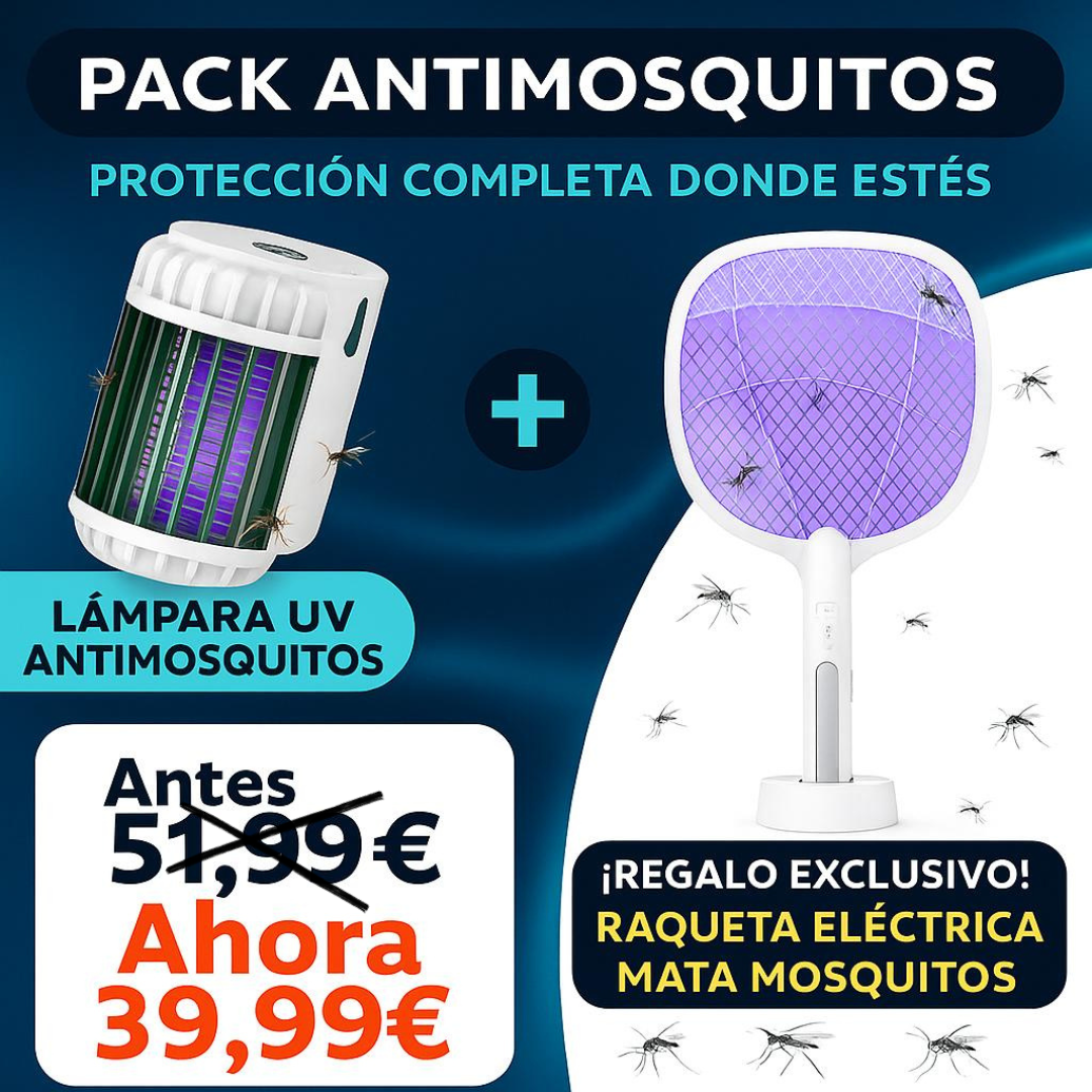 PACK ZAP & TRAP KIT Lámpara y Raqueta Antimosquitos con Luz UV